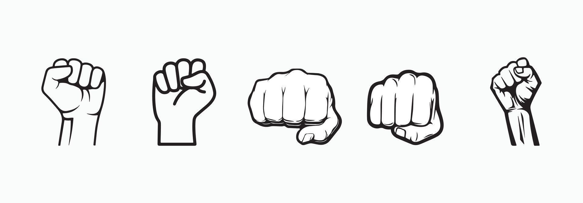 Outline silhouettes of unity hand gesture set representing cooperation, support and teamwork concept vector
