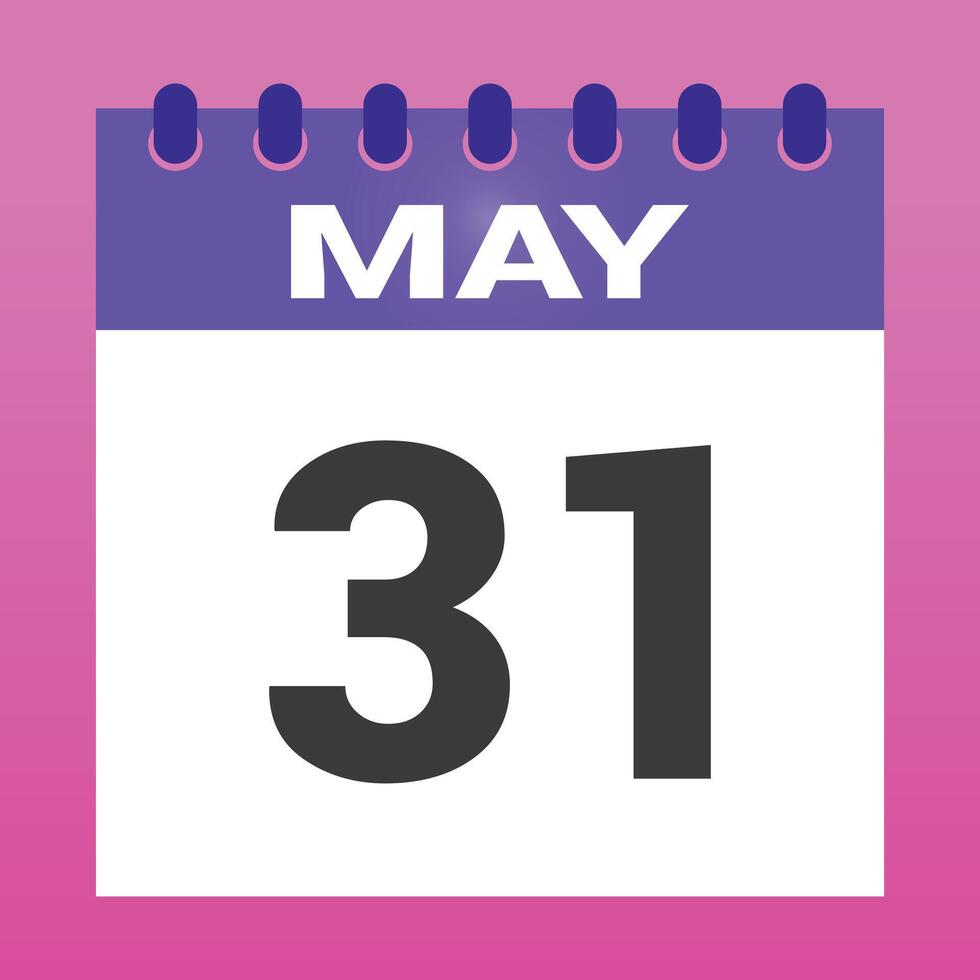 May thirtyfirst date block calendar reveals the current month and day on white background vector