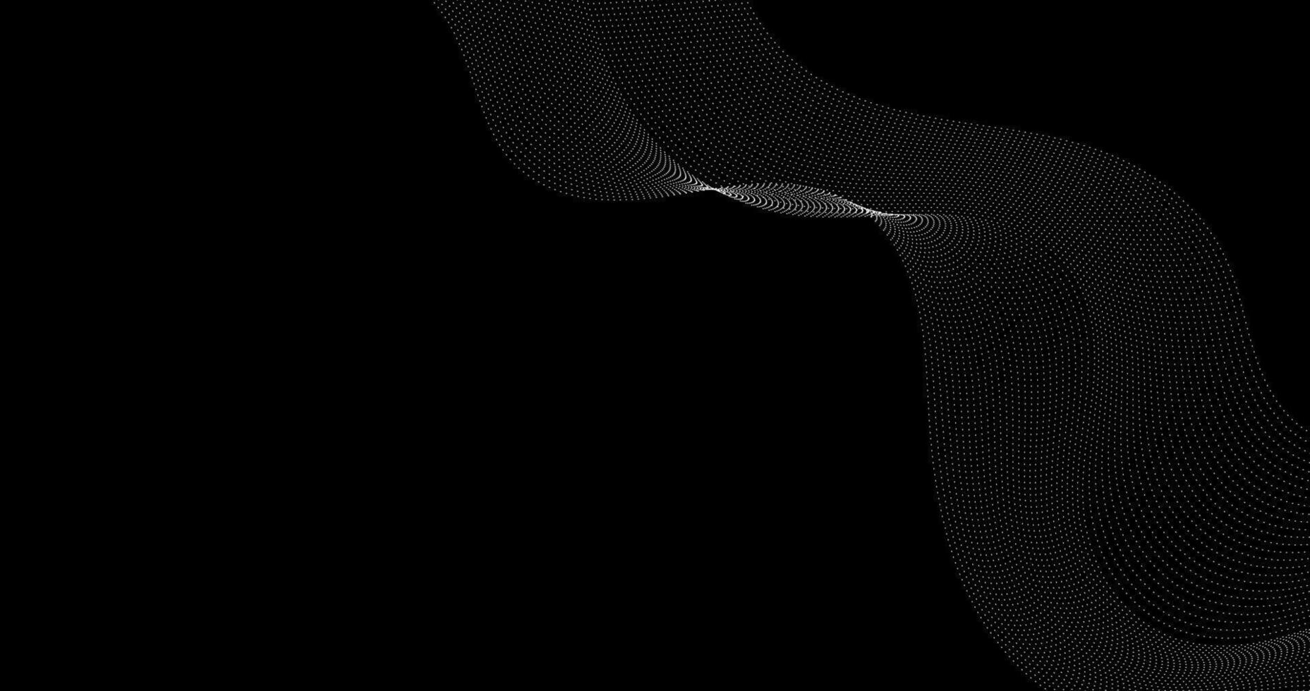 Abstract wave of White particles 3d illustration Technology on Black background vector
