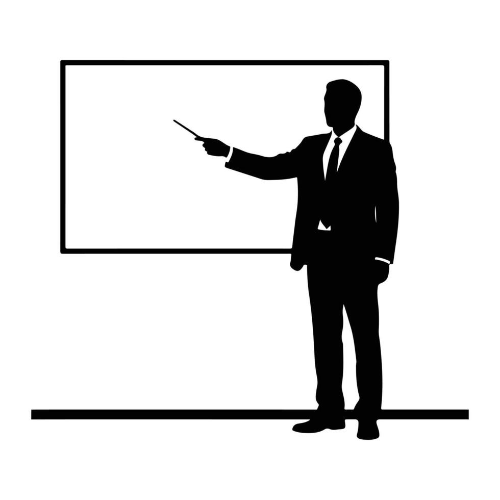 Man pointing at blank screen suit pointer vector