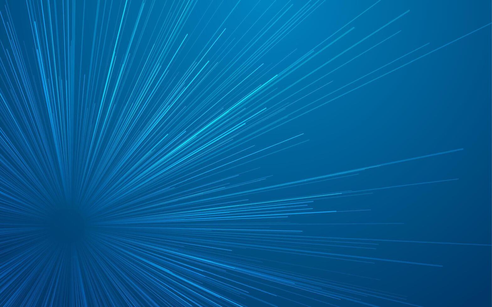 Blue linear rays abstract geometric tech background vector