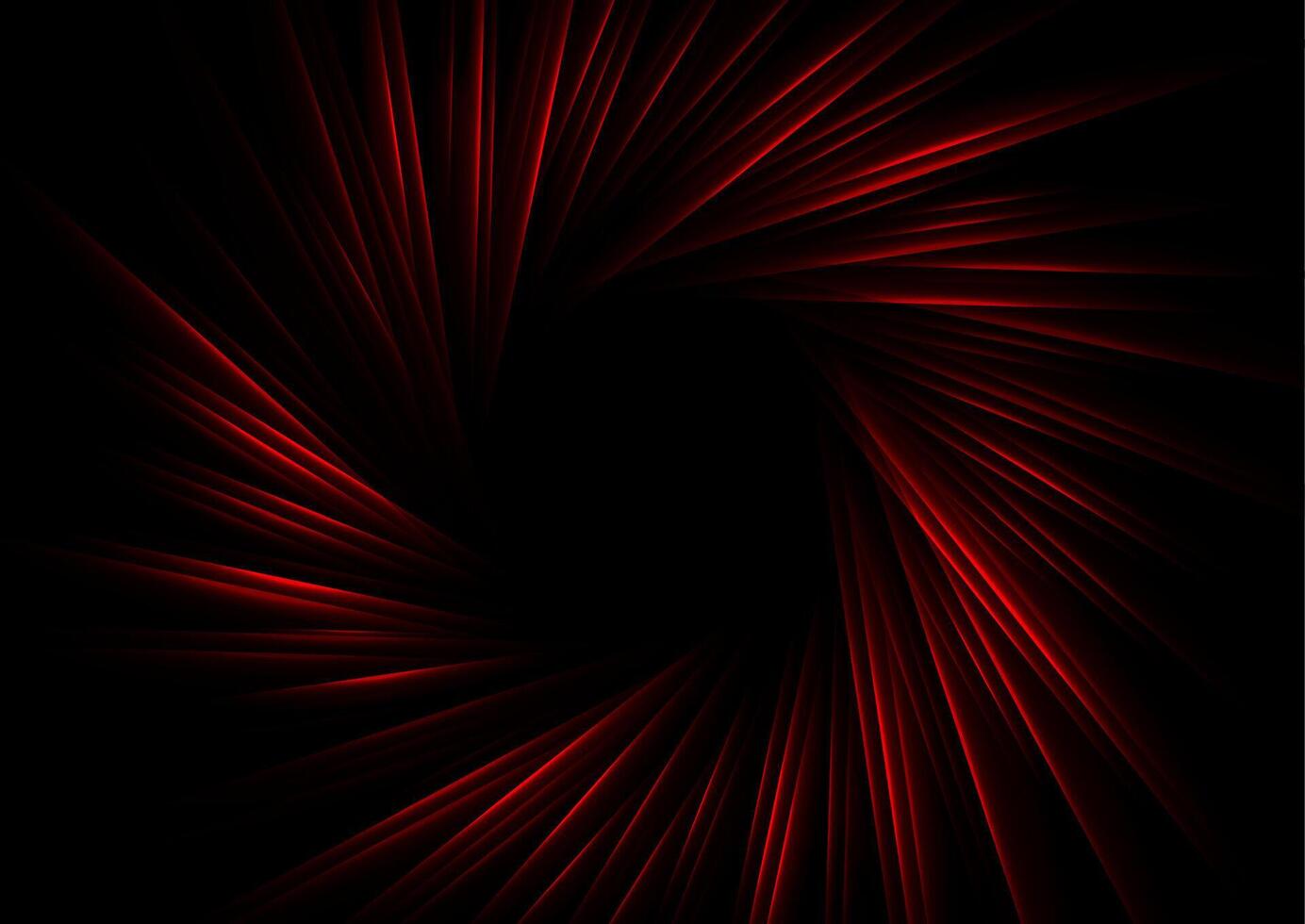 Red bright neon round laser rays abstract tech background vector