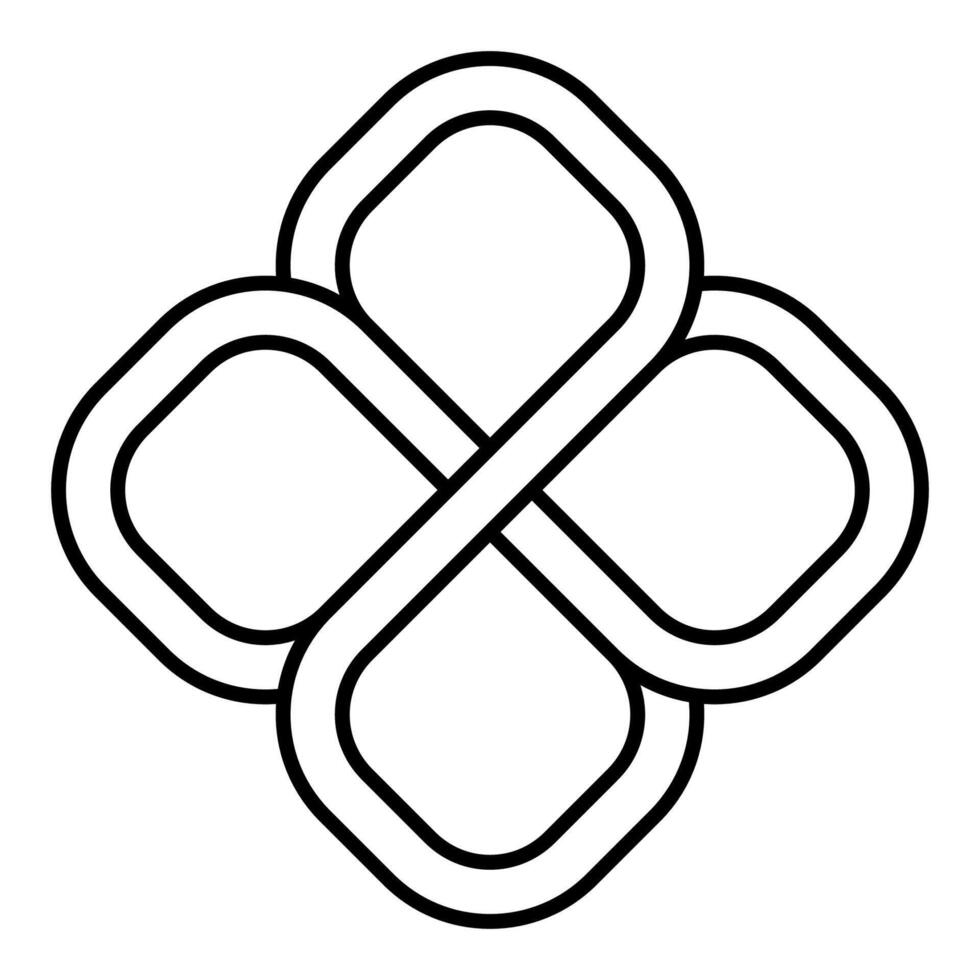 Symmetrical geometric knot emblem with infinity loop and diamond shapes vector