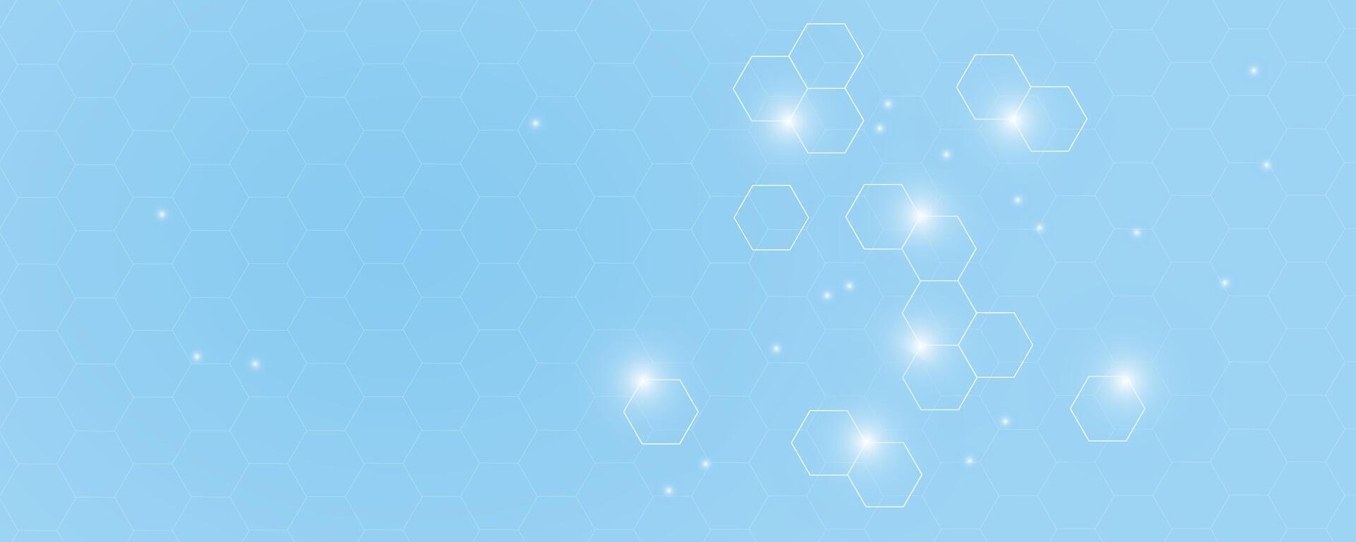 Abstract light background with hexagon pattern, geometric futuristic tech bg for medical, science, bio vector