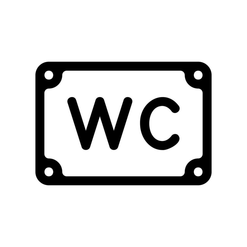 WC Sign in a Rounded Rectangle for a Public Restroom or Toilet vector