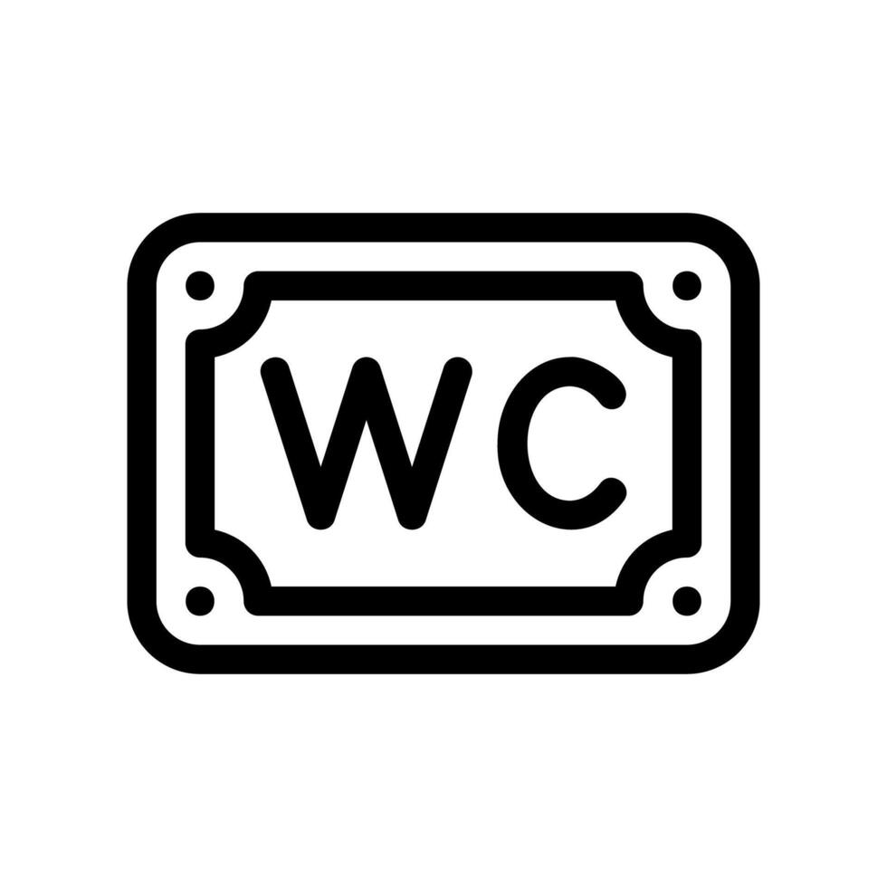 Classic WC Sign Icon within a Decorative Rectangular Frame vector
