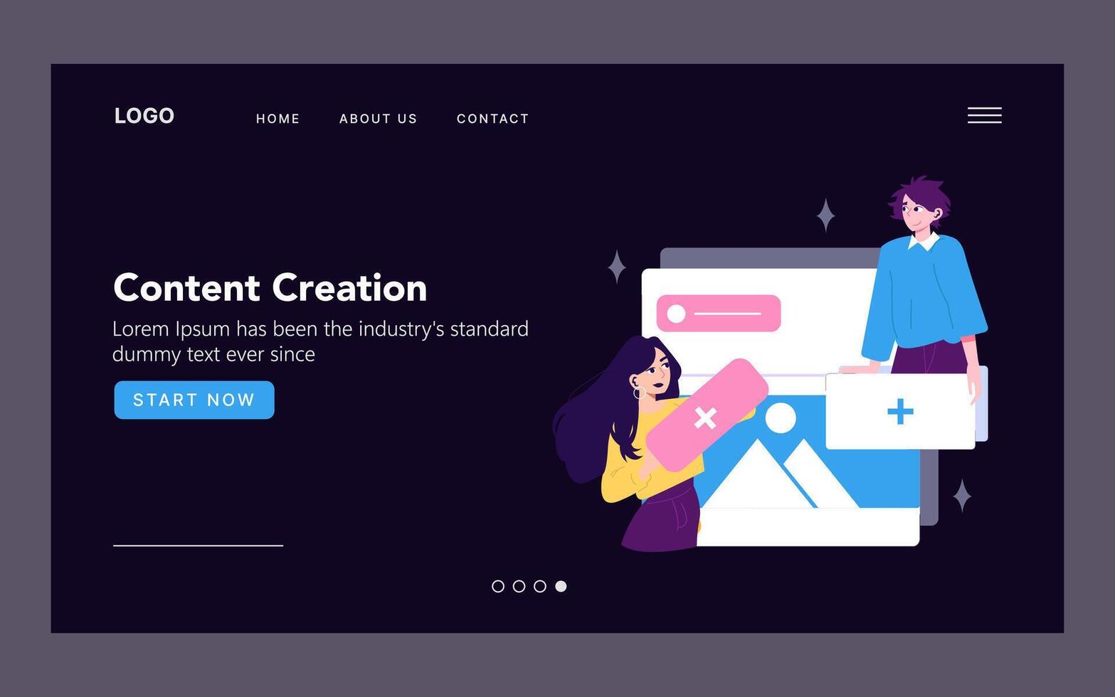 Collaborative Content Creation Website Design vector