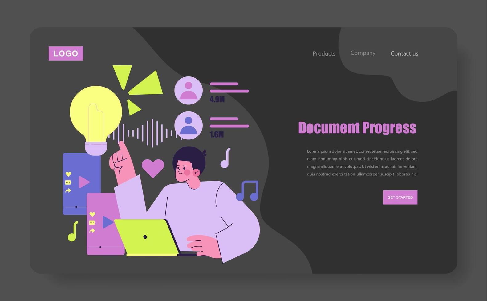 Illustration of document progress and creativity vector