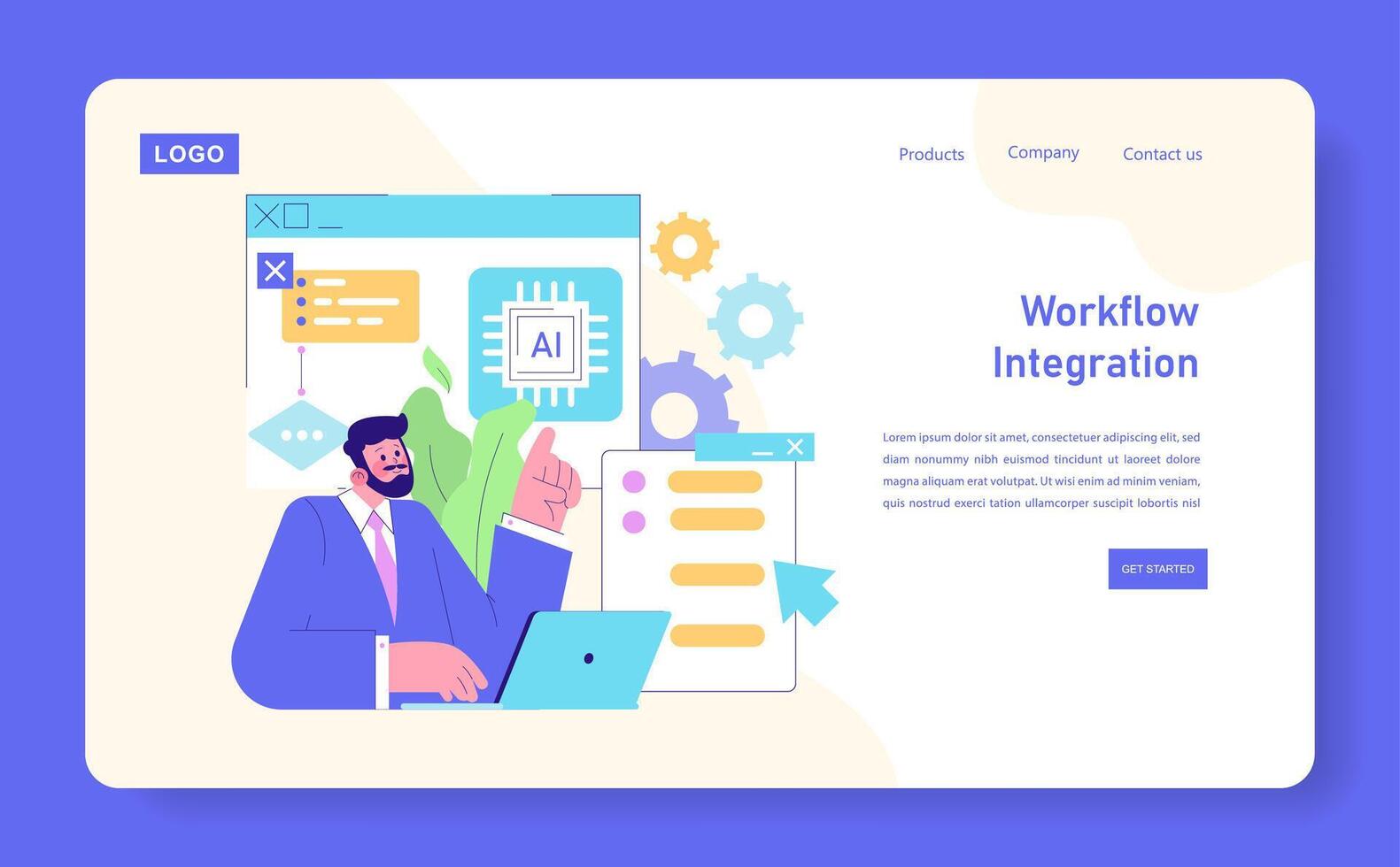 Workflow integration concept with AI vector