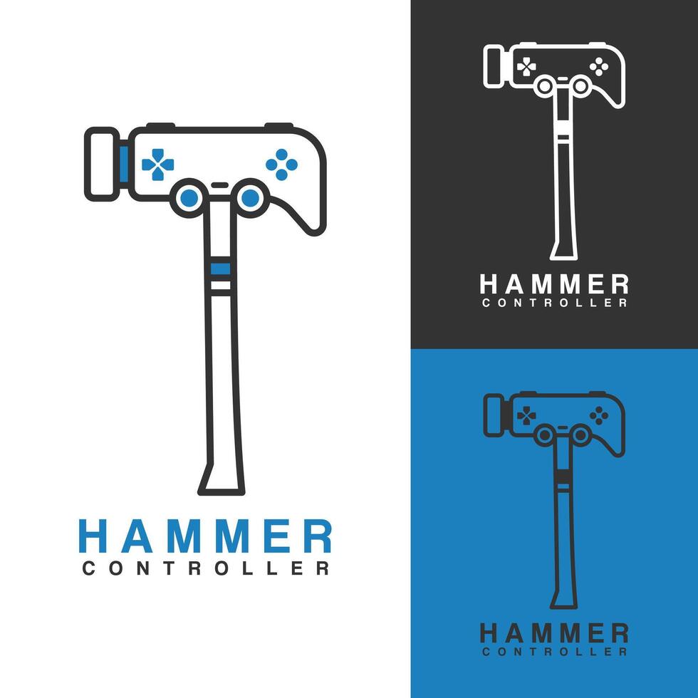 Creative Combination of Hammer Logo with Game Controller. Suitable for Gaming Communities, Digital Entertainment, and Trademark Projects. vector