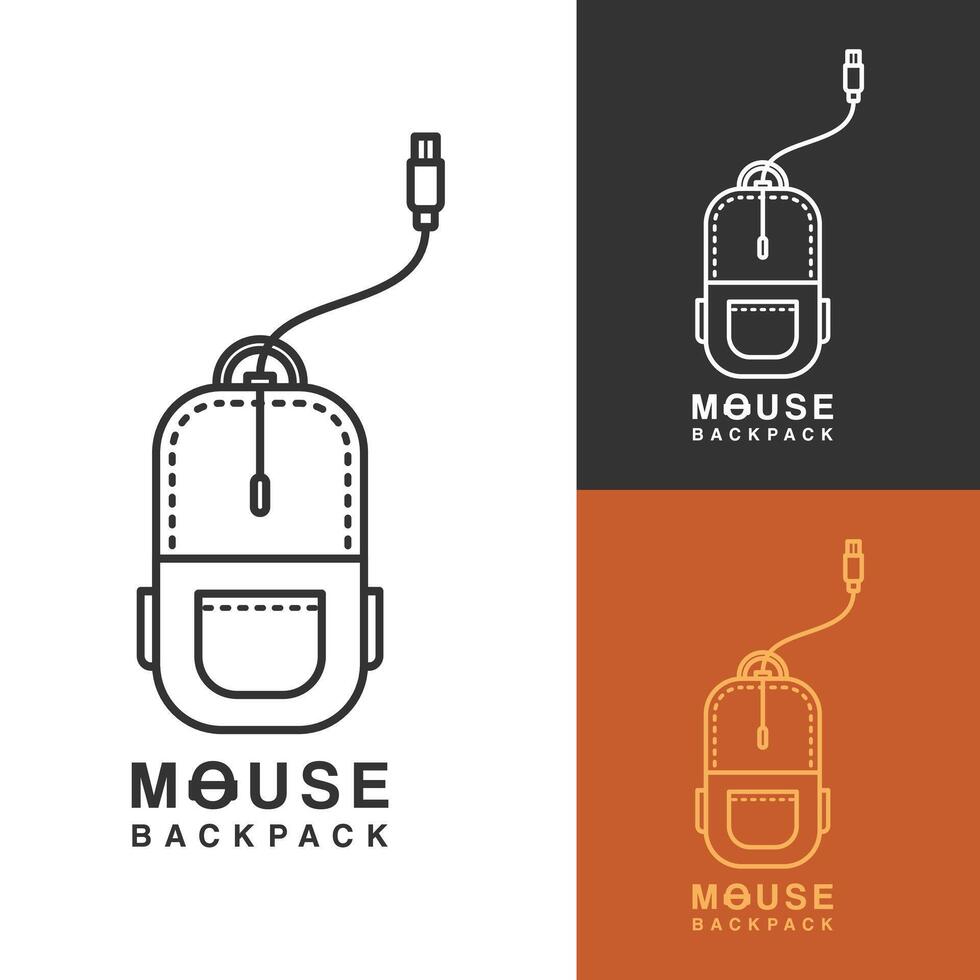 Combination of Modern Computer Mouse Logo with Backpack Symbol. Suitable for Digital Education and Online Learning. vector