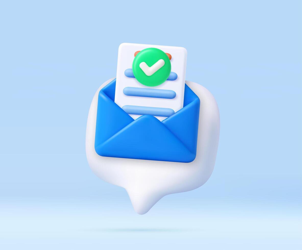 3D email notification icon vector