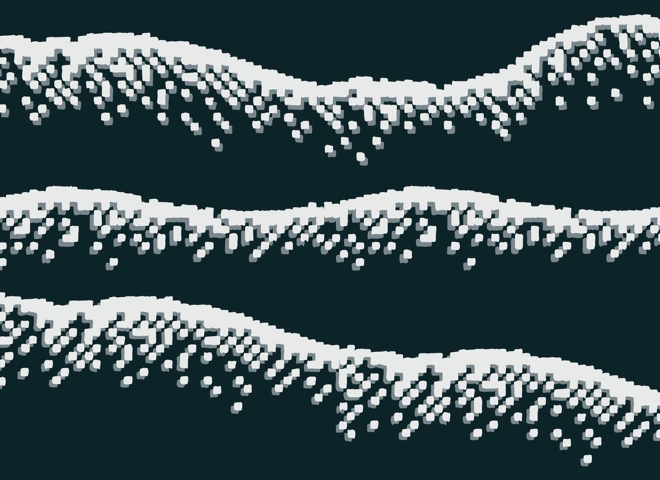 Japanese inspired abstract wave pattern with pixelated texture. Minimal indigo and white Ikat design reflecting sashiko and boro textile aesthetics. vector