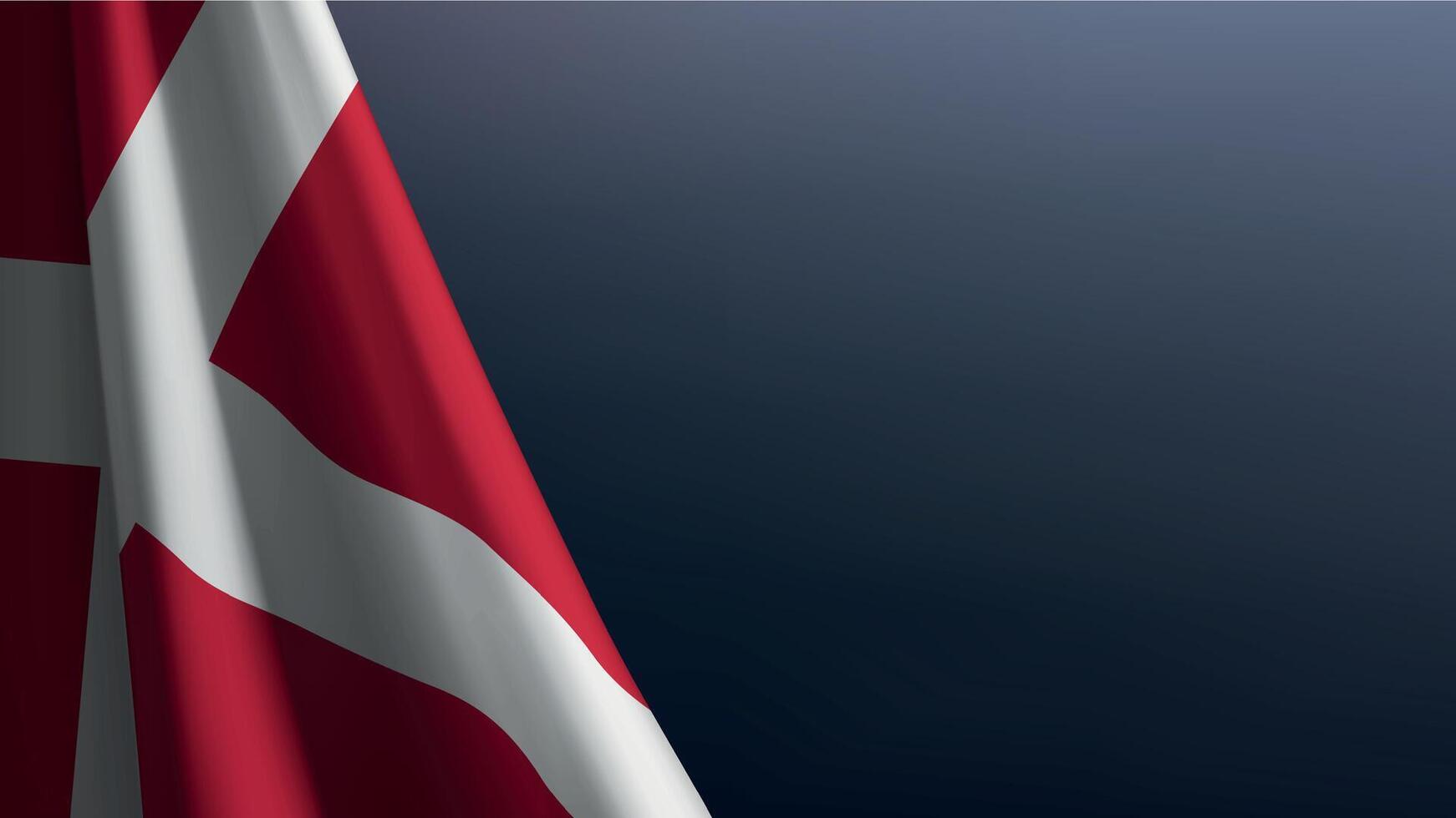 Denmark flag with emblem on dark gradient background vector