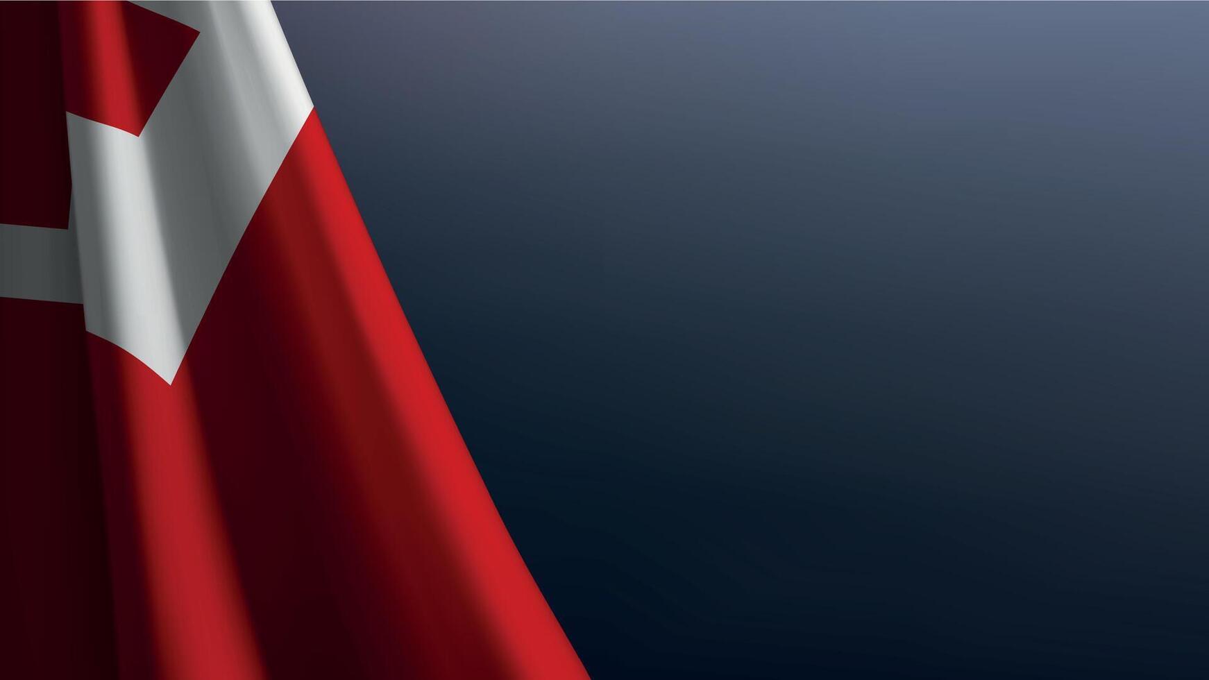 Tonga flag with emblem on dark gradient background vector