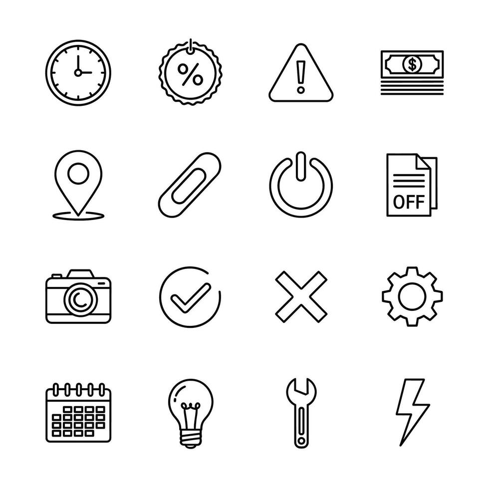 Icons representing alerts, money, and tools vector