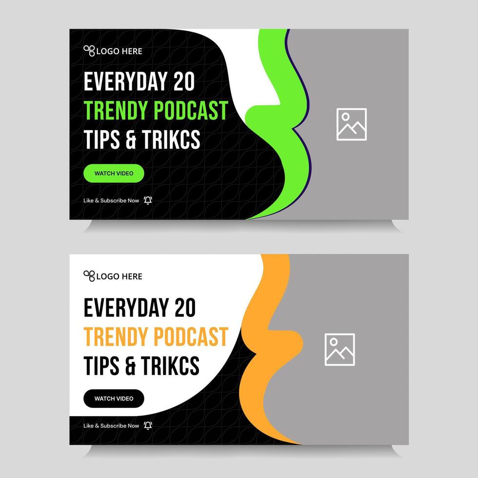 Editable top podcast thumbnail banner design, podcast sound tips and trick cover banner design, fully customizable eps 10 file format vector
