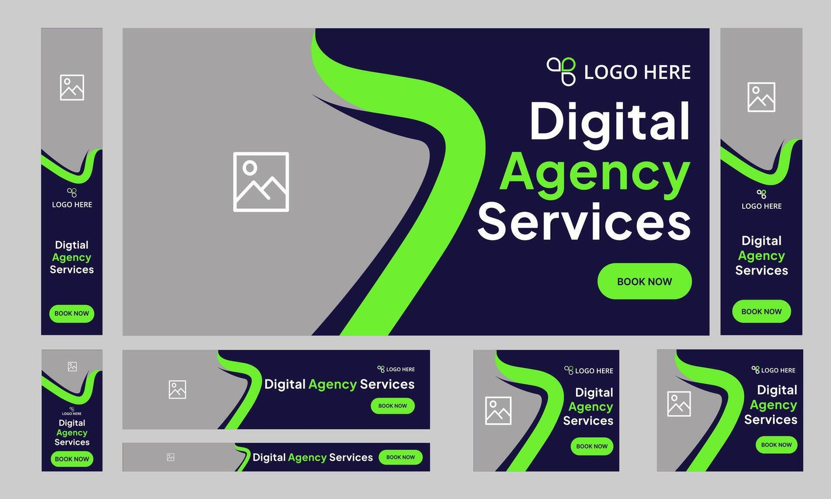 Digital web set banner design for social media post, digital marketing agency web set banner design, fully customizable eps 10 file format vector