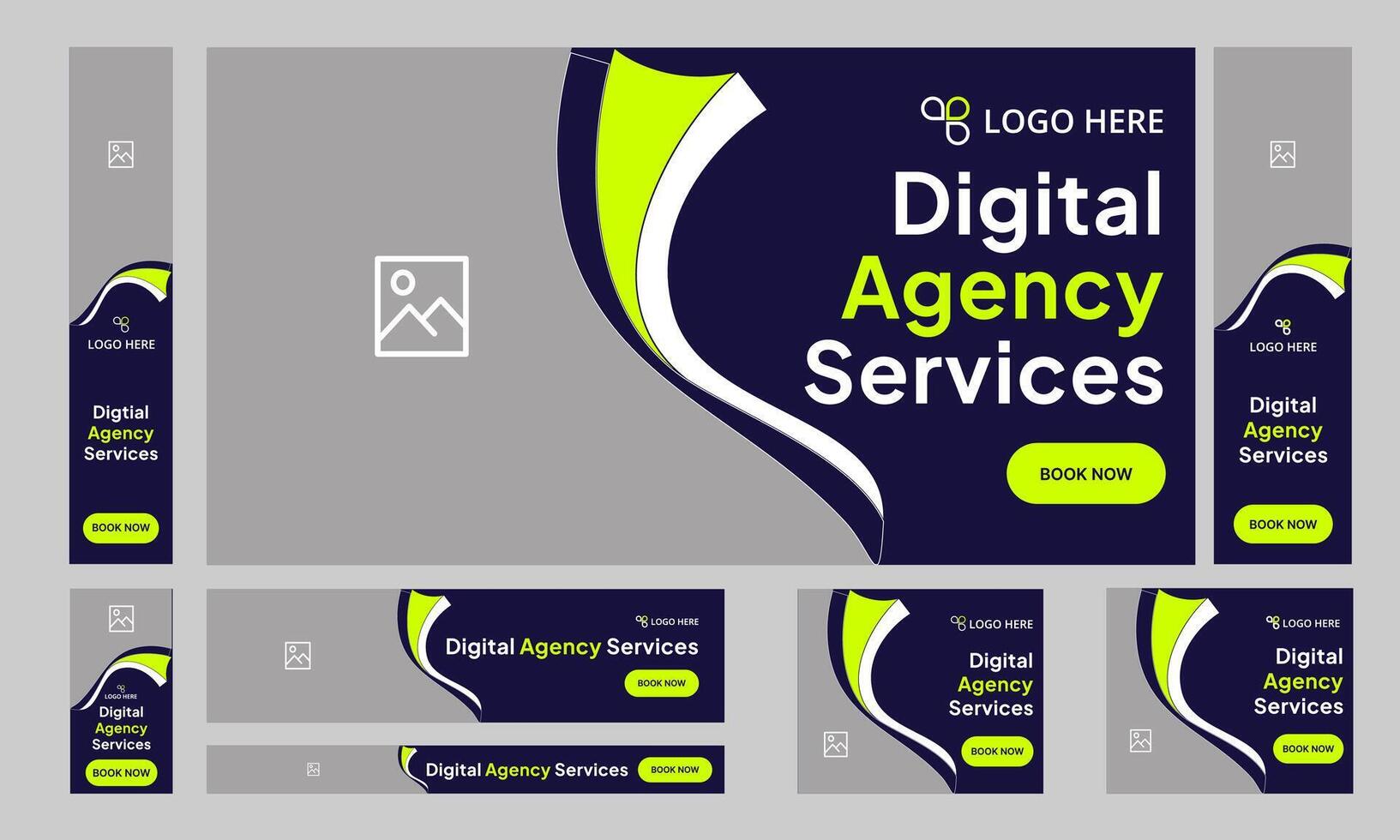 Editable web bundle banner design for social media post, digital marketing agency web set banner design, fully customizable eps 10 file format vector