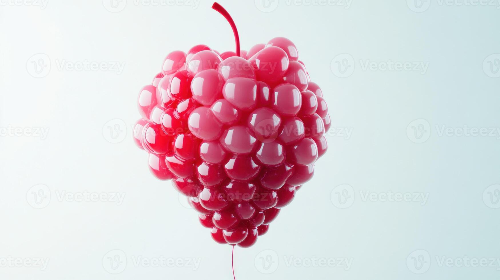 Heart-shaped raspberry cluster, 3D render photo