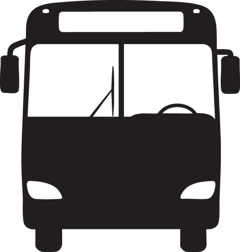 Silhouette of a bus front view with windshield and headlights vehicle transportation vector