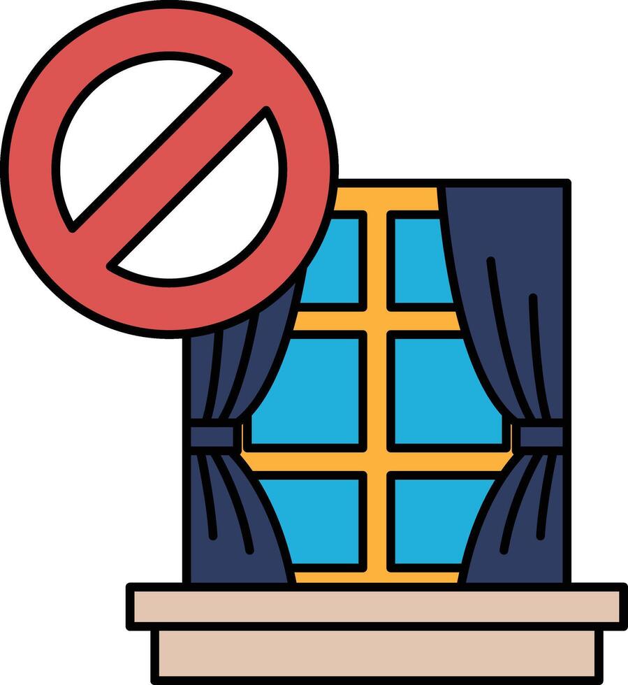 A window with a sign that says Do Not Enter on it vector