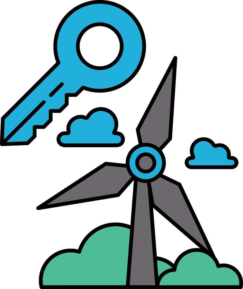 A windmill with a key on top of it vector