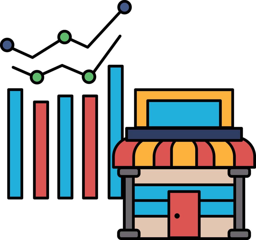 A graph is shown next to a building vector