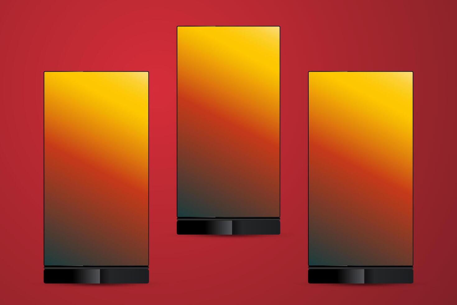 Set of Three Techonology Digital Signage LED Mock up Ddisplay Design Used For Presentation the Data illustration vector