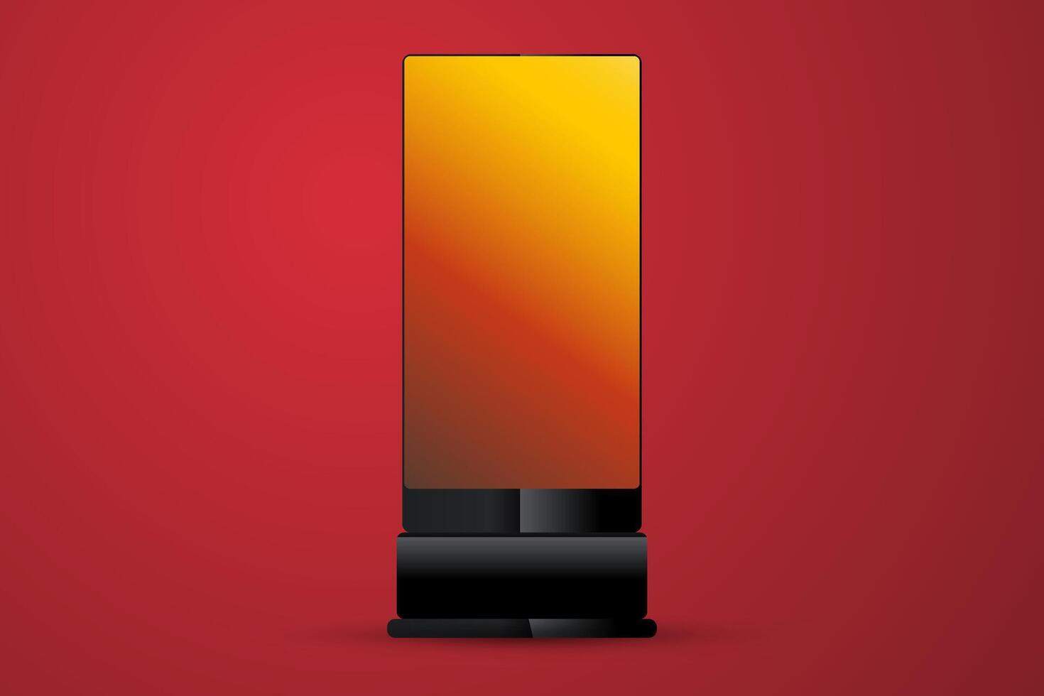 The Stand Mockup of LED design on red background used in Technology presents the digital data illustration vector