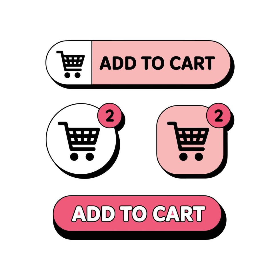 Add to cart buttons and icons with notification badges Keywords, add to cart, shopping cart, cart vector