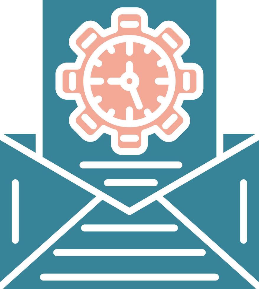 An envelope with a clock and gears inside vector