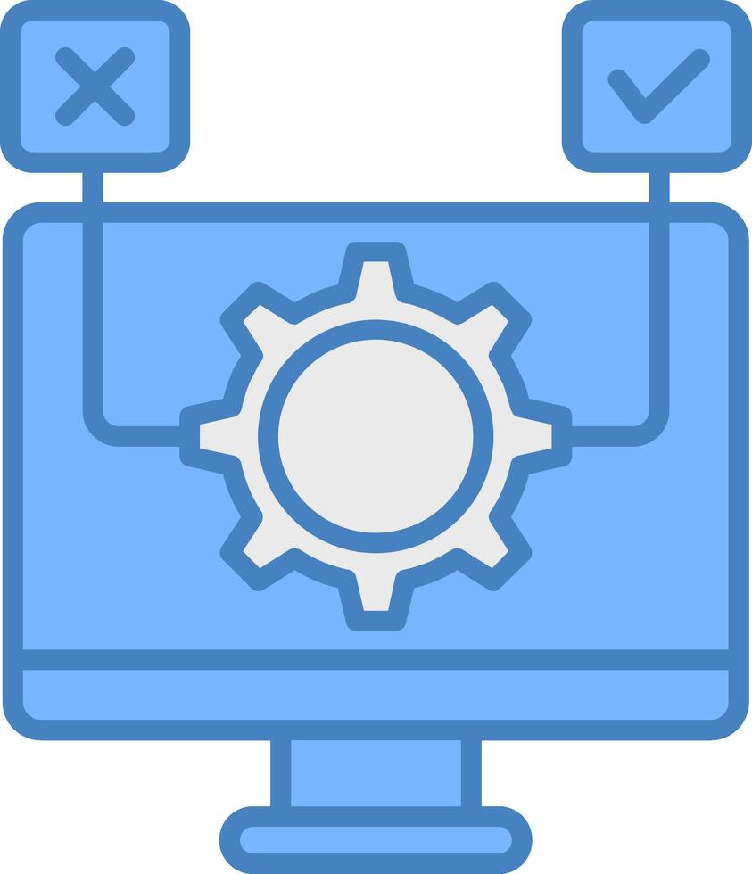 A computer with gears and check marks vector