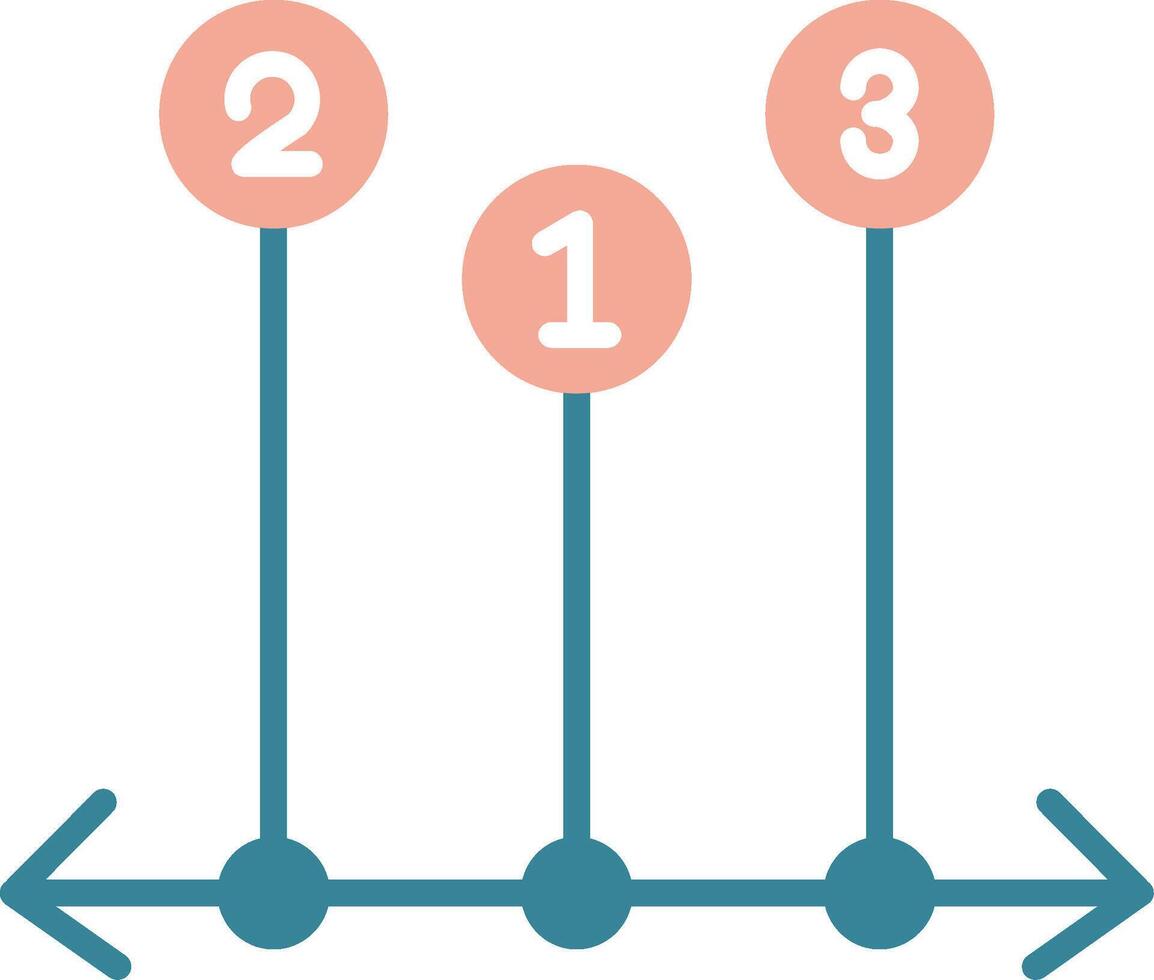 A diagram of three arrows pointing to different numbers vector