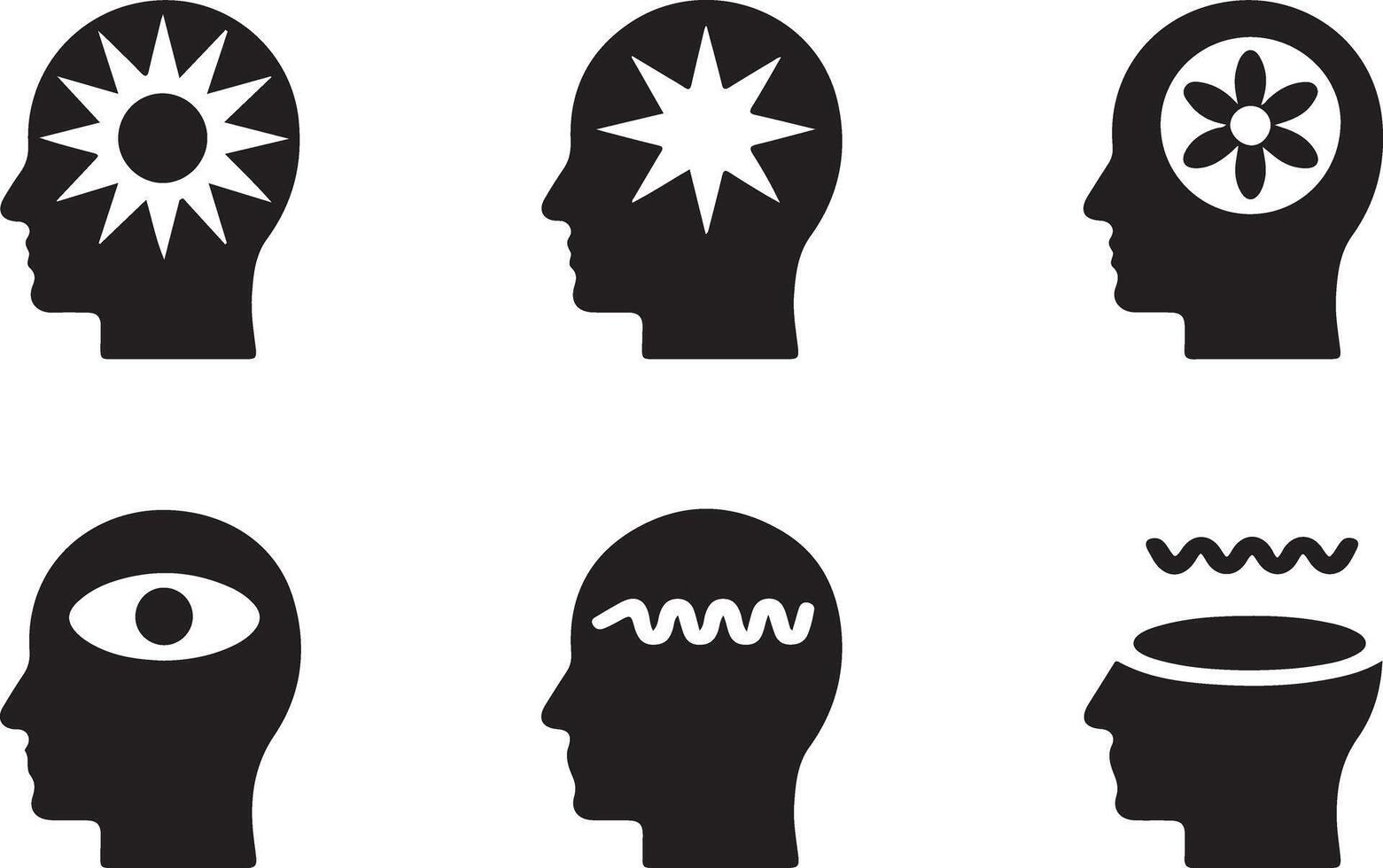 Mind Icons Set Brainstorming Idea Thinking Concept vector