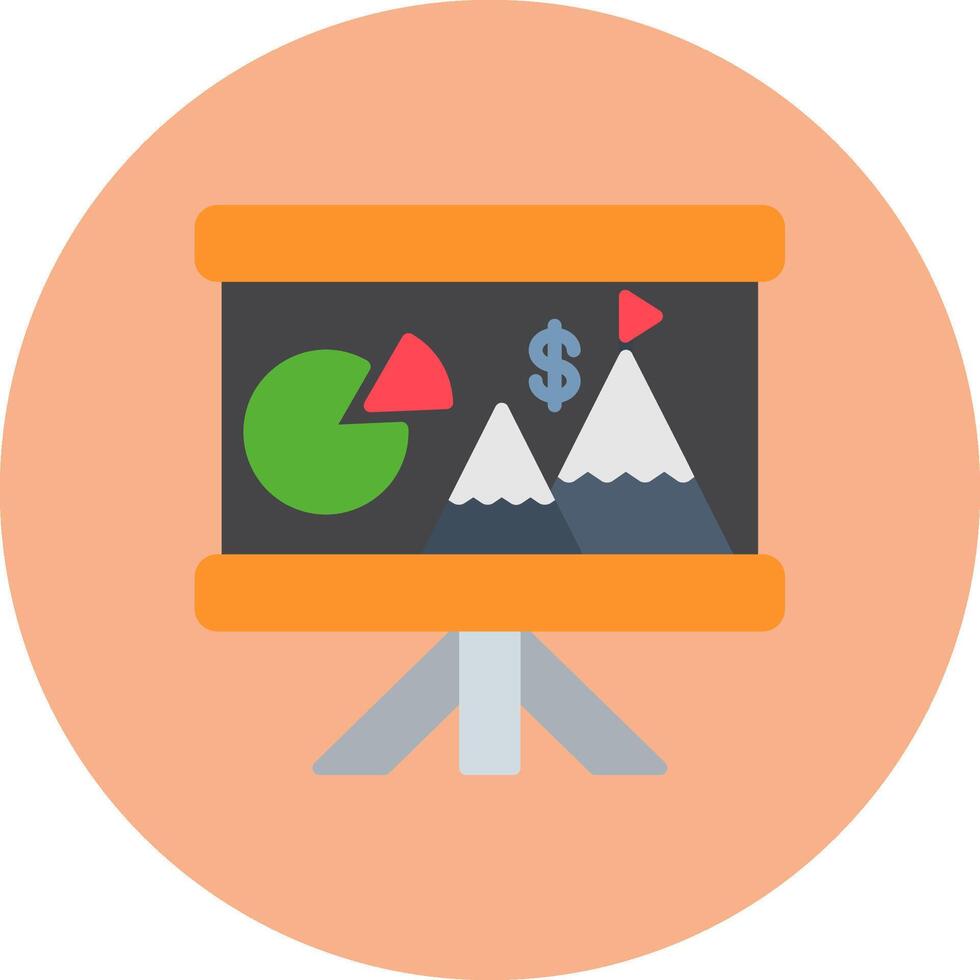 un plano icono de un computadora pantalla con un grafico y un montaña vector