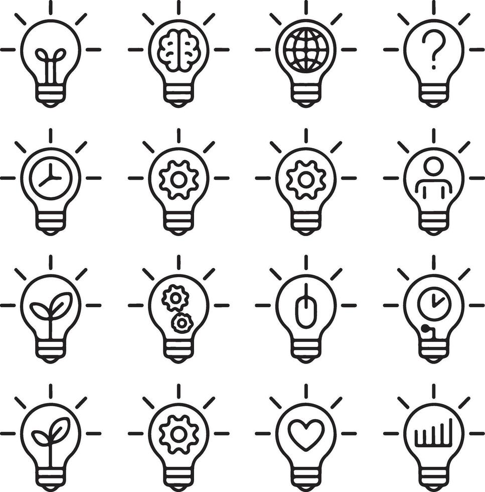 Light Bulb Idea Set Thin Line vector