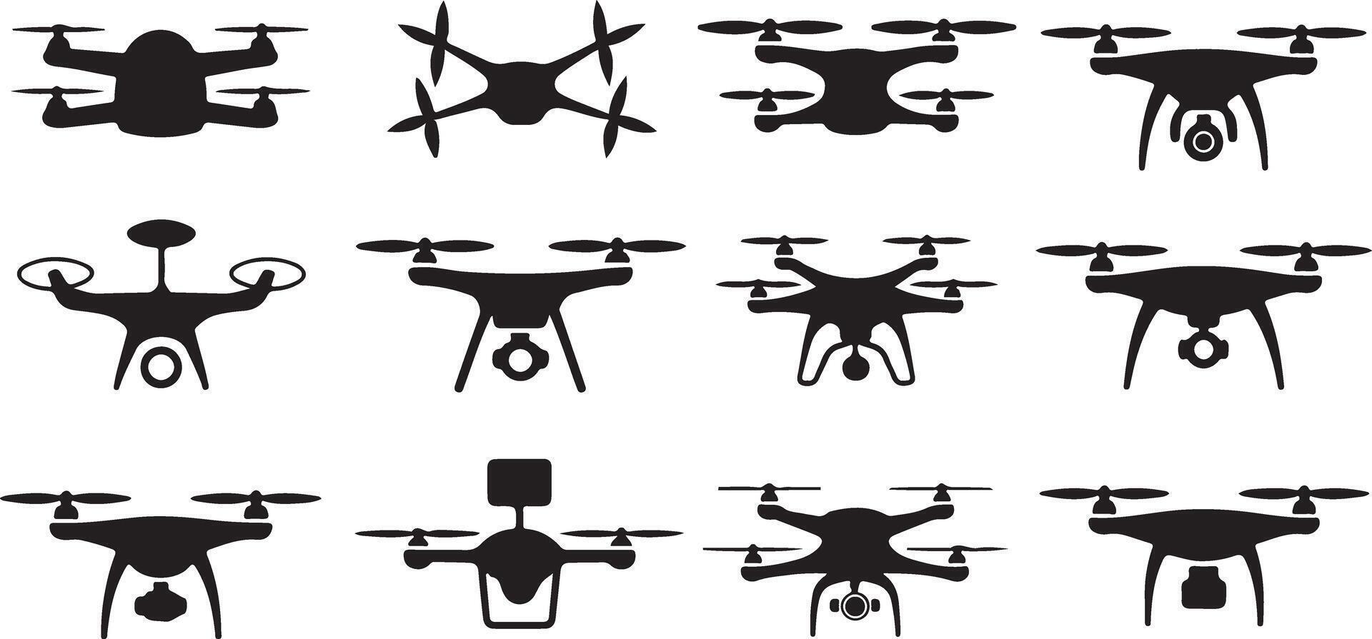 Drone Silhouette Set on Checkered Field Simple vector