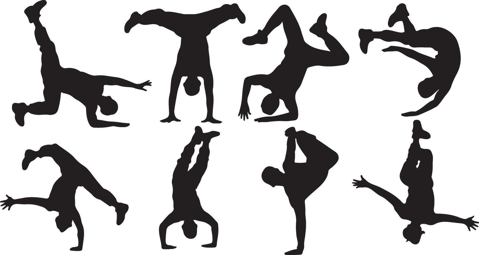 Breakdancer Silhouette Set on Simple Pattern vector