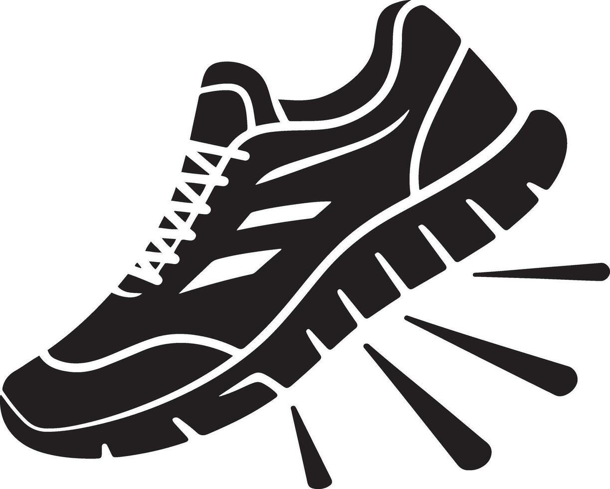 Silhouette Running Shoe with Speed Lines Graphic Illustration on Transparent Background Design vector