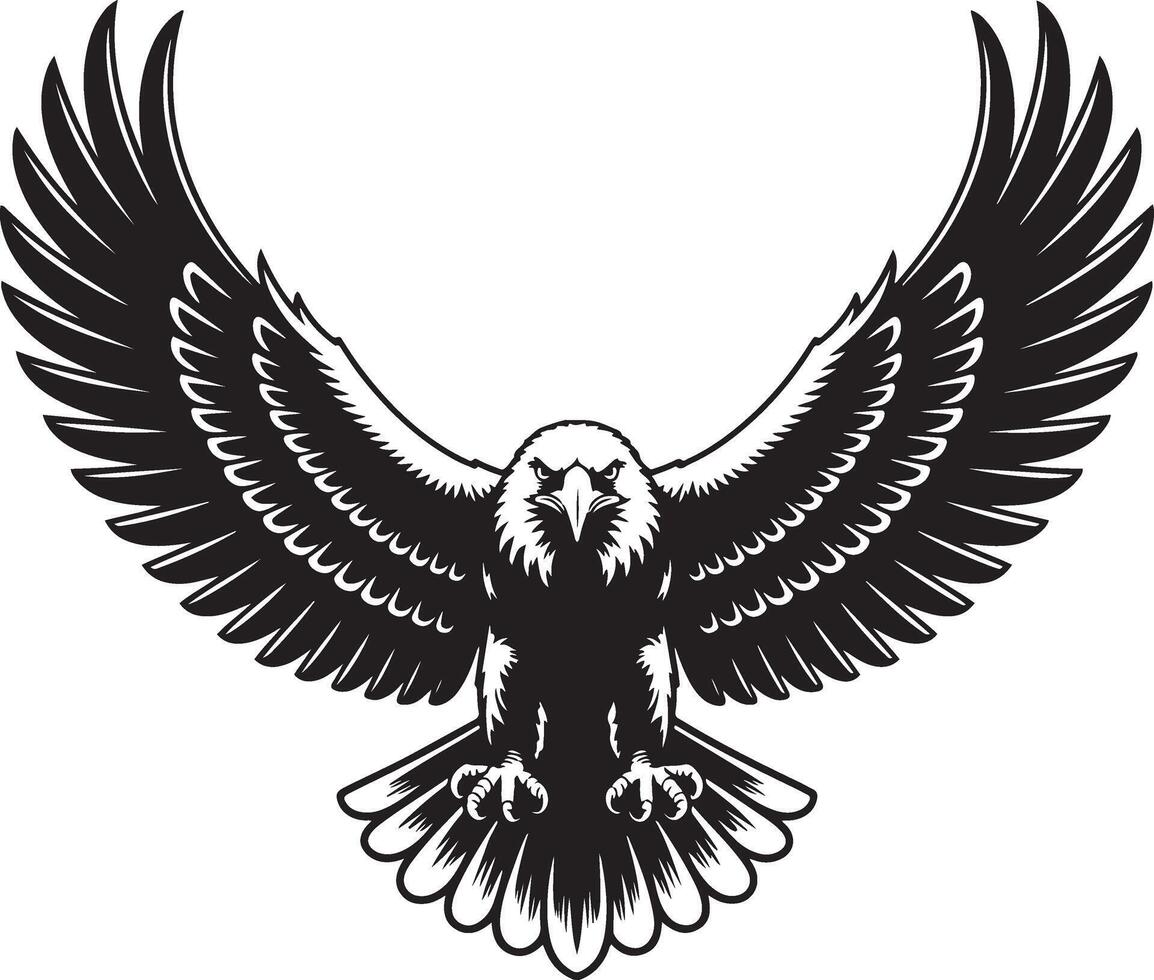 Symmetrical Eagle with Spread Wings and Intricate Feather Details on Transparent Canvas vector