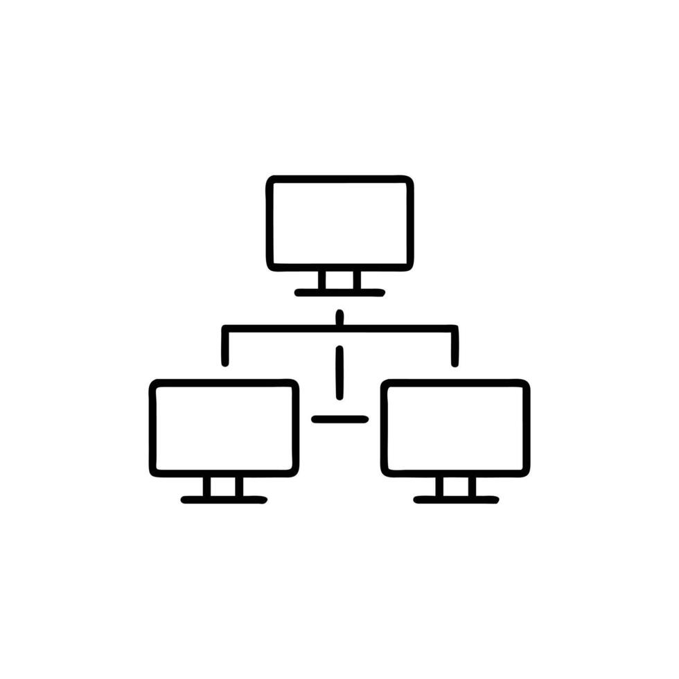 Network Topology Diagram in Outline Style with Connection, Background vector