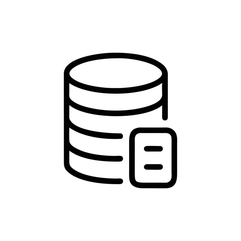Isolated Database Icon with Lines, Black Outline, Data Storage Symbol on vector