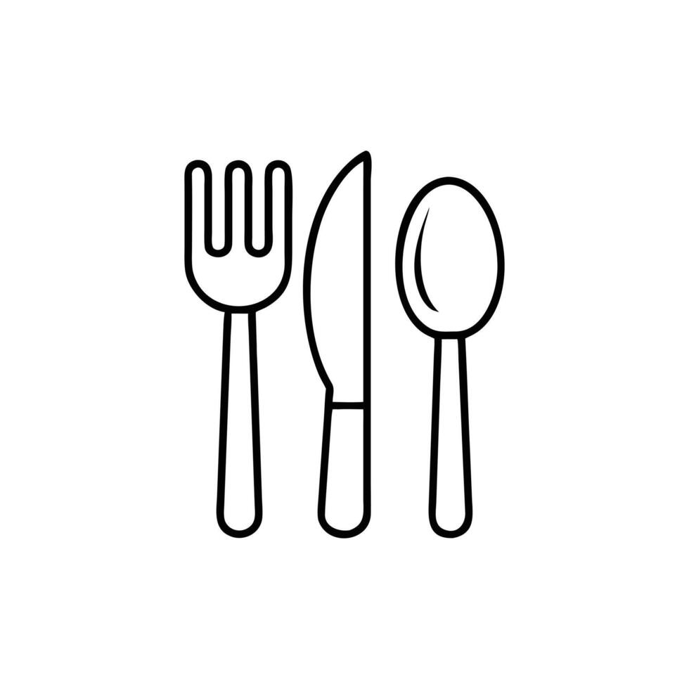 Fork, Knife, and Spoon Icon Set Outline Style Design on Background vector