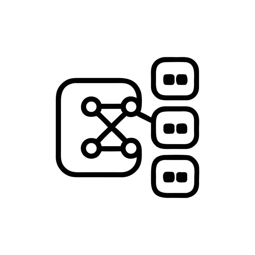 Interconnected Nodes Icon with Connected Lines on Background vector