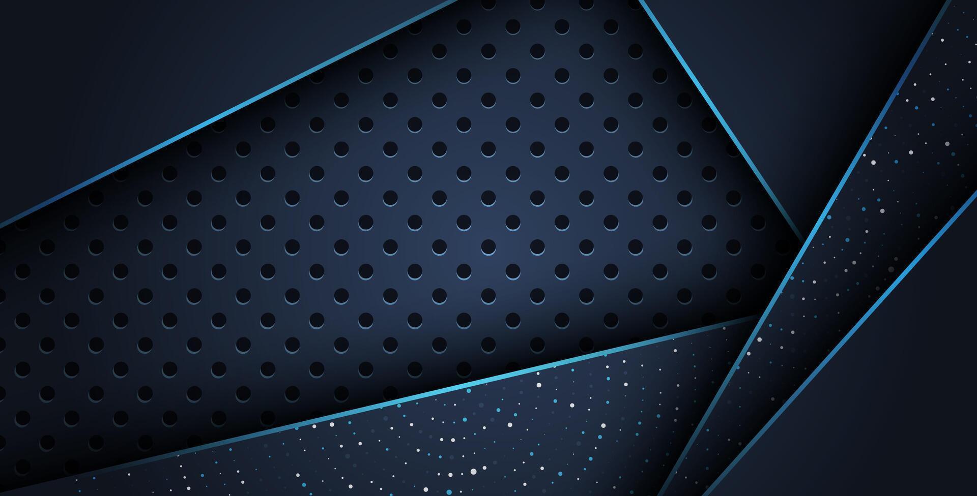abstract blue line overlap on glitters dots luxury with dark circle mesh modern background. ,. vector
