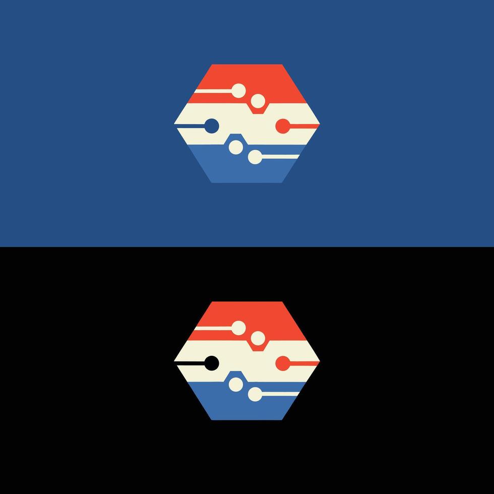 Abstract hexagon tech logo design for technology company and digital business branding identity vector