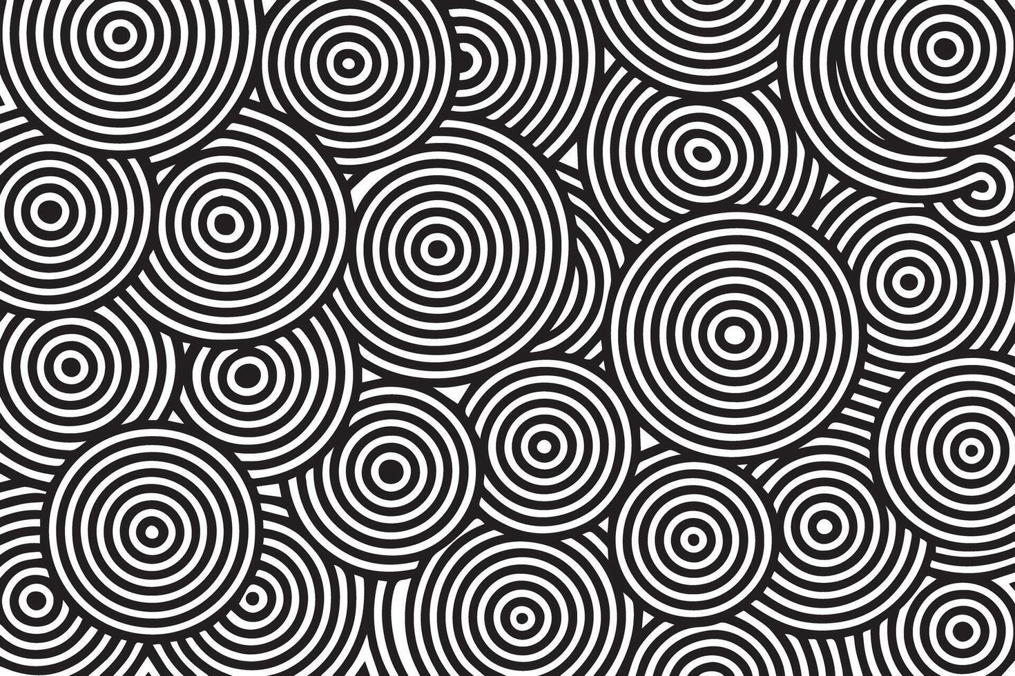 Abstract black and white concentric circles pattern background vector