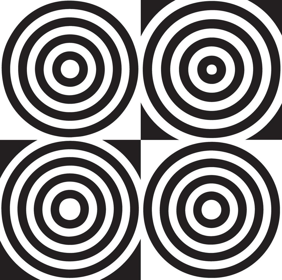 Four optical illusion target patterns in a grid arrangement vector