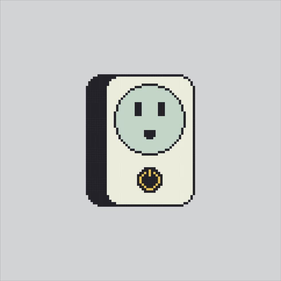 Pixel art illustration Smart Plug. Pixelated Electric Socket. Electric Smart Plug Socket Icon pixelated for the pixel art game and icon for website and game. old school retro. vector